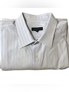 Robert Talbott Blue and White Striped Dress Shirt Size 19 - 34/35